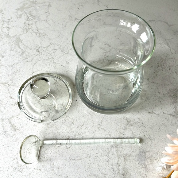 GLASS sugar bowl / honeypot with spoon 🍯 - NEW - Picture 3 of 4